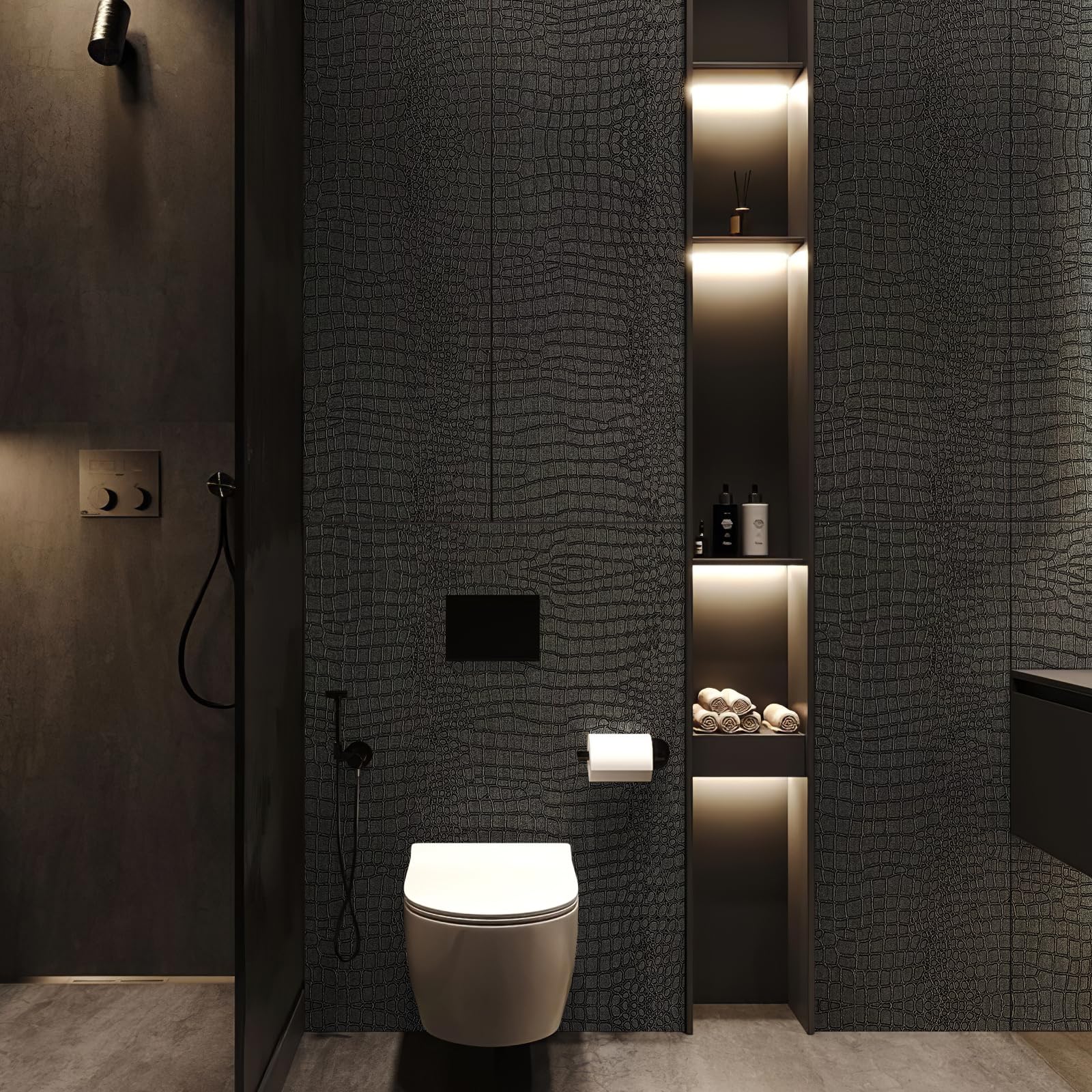 Zeeko versatile wallpaper works on cabinets, walls, and shelves for cohesive style.