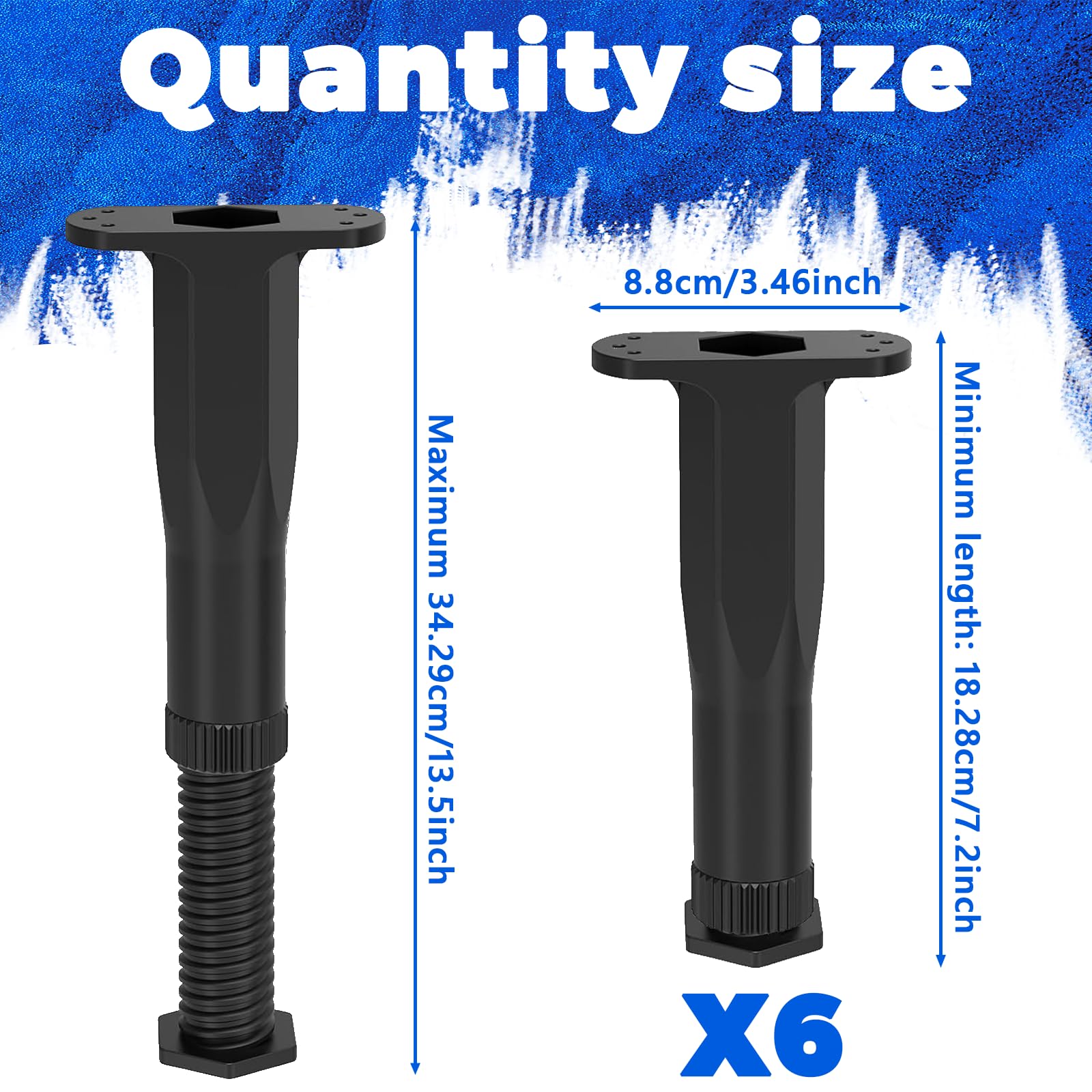 Zefphxs bed legs show rotatable base enabling easy height tuning for level setup