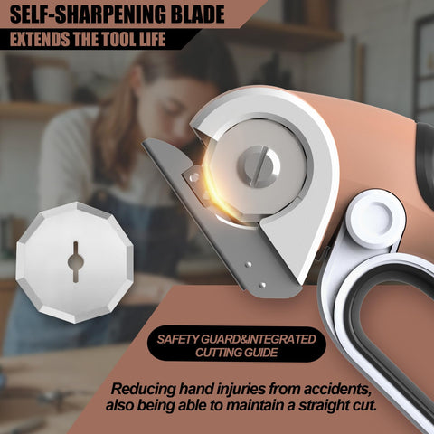 Safety lock prevents accidental starts on Zeite 4V cordless scissors.