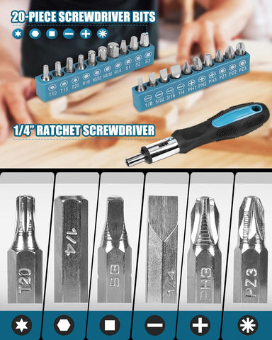 Zeite Tool Kit for Home screwdriver bits expand fastener compatibility