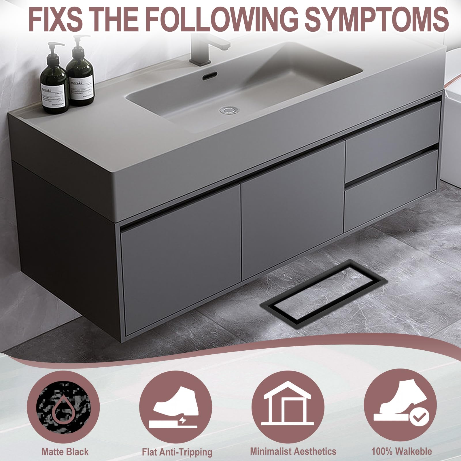 Zejoot matte black floor register close-up showing scratch-resistant coating and durability