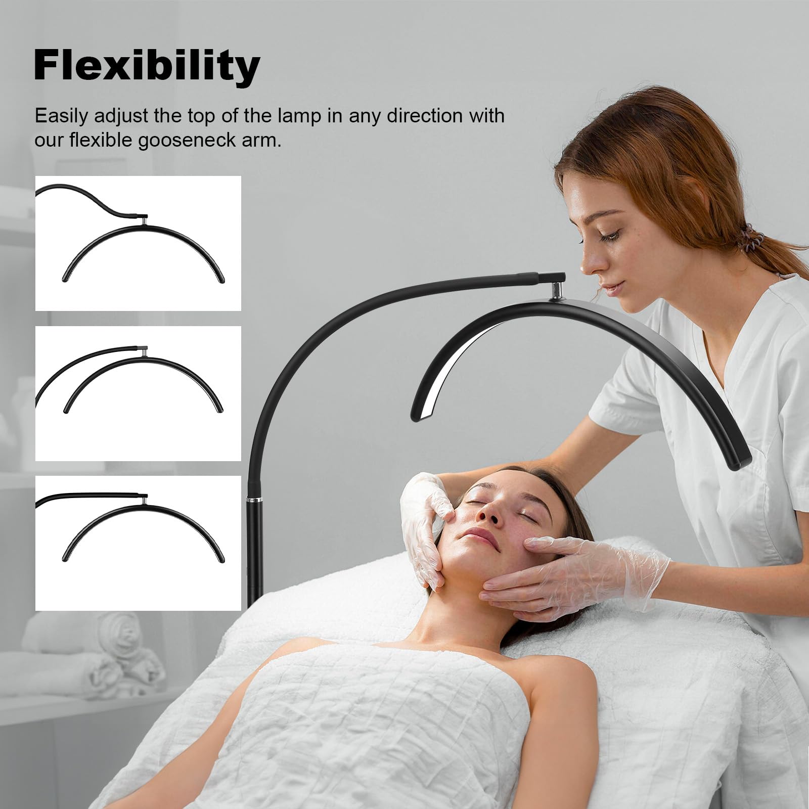 ZEKAHOV half moon lamp with 360° gooseneck enables precise angle positioning.