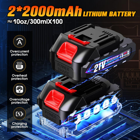 Zekkip cordless caulking gun with dual 2000mAh batteries lasts longer.