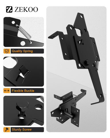 ZEKOO black powder-coated stainless steel resists weather and corrosion.
