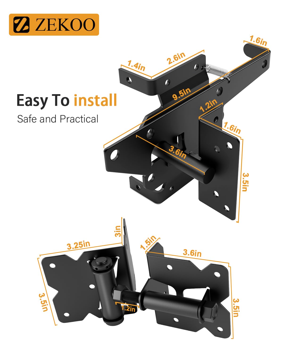 ZEKOO stainless steel gate latch offering durable, rust-proof performance.