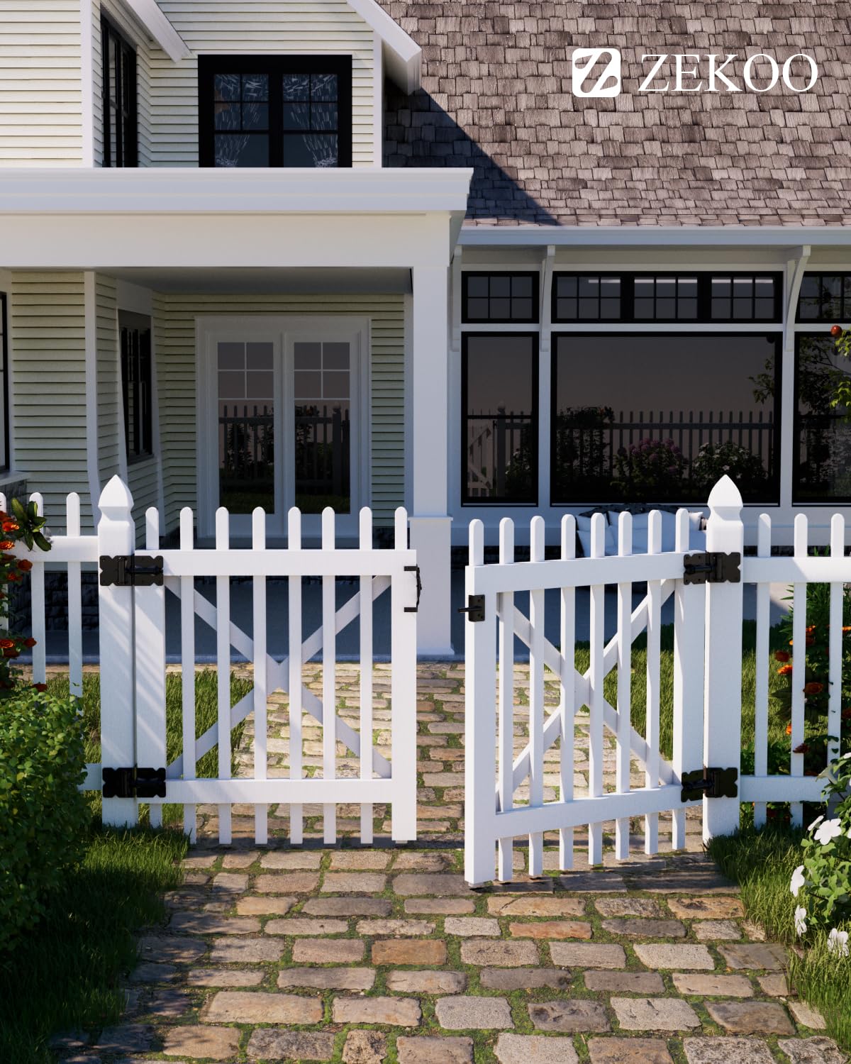 ZEKOO vinyl gate hardware kit for quick fence projects.