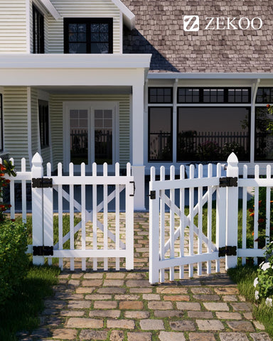 ZEKOO vinyl gate hardware kit for quick fence projects.