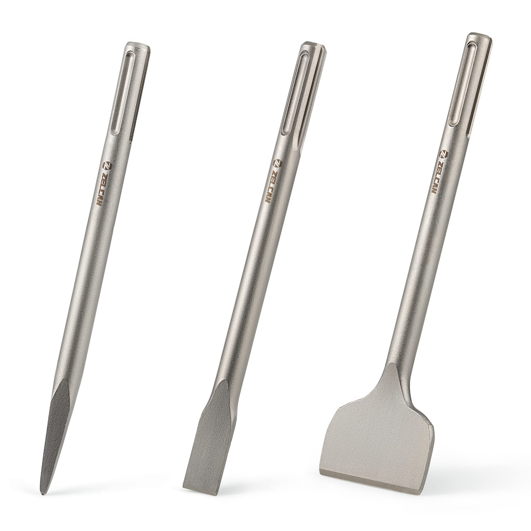 ZELCAN chisel set flat 12-inch for precise demolition in concrete and masonry