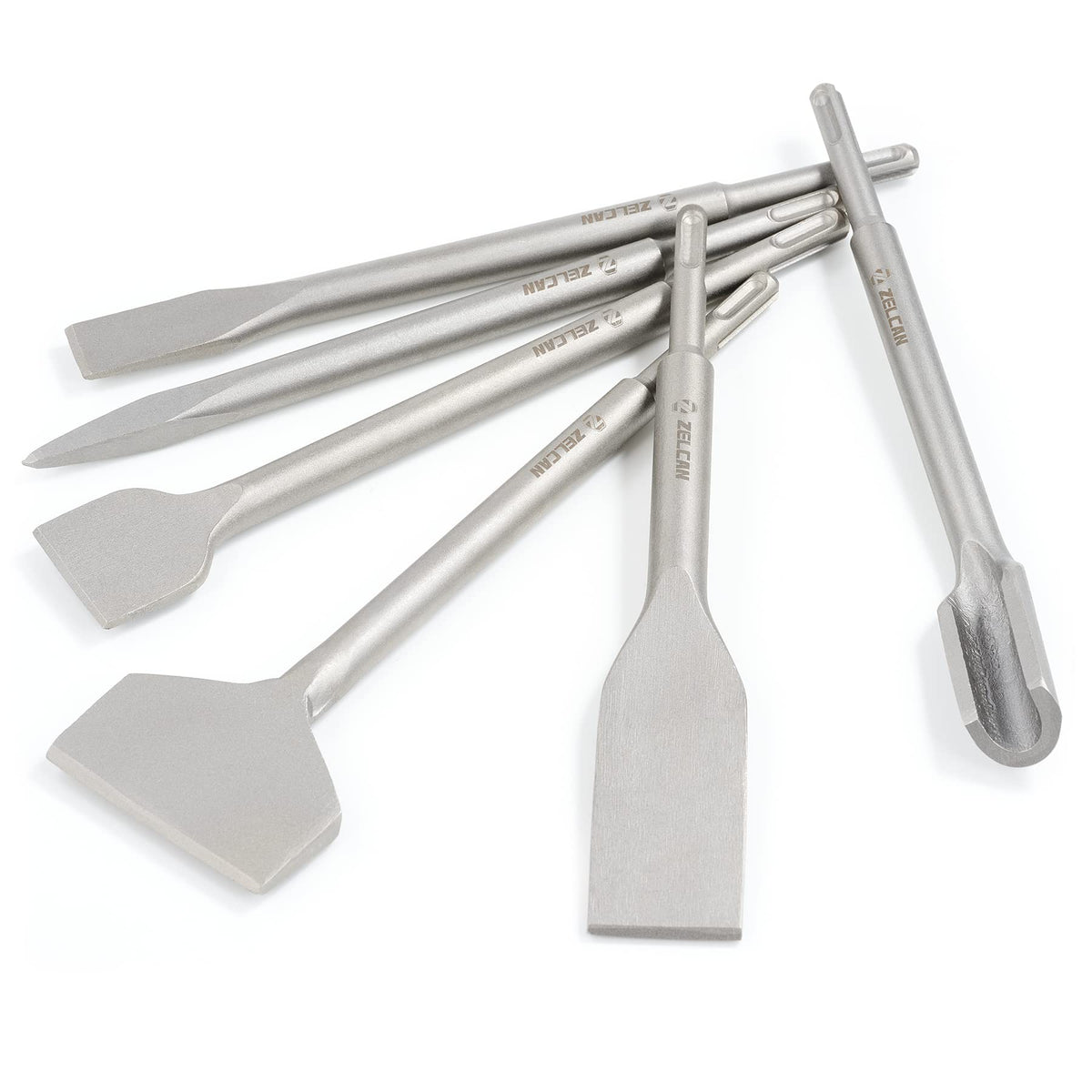 ZELCAN chisel set with SDS shanks; tile chisel delivers precise ceramic removal