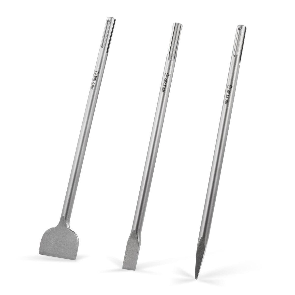 ZELCAN flat chisel 18in in use for tile and concrete tasks.