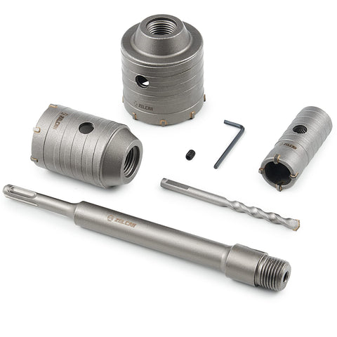 ZELCAN hole saw kit 30mm for clean masonry holes in concrete walls.