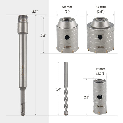 ZELCAN hole saw kit 65mm enables quick, smooth doorway openings.