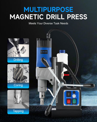 ZELCAN mag drill press with six bits included for versatile holes.