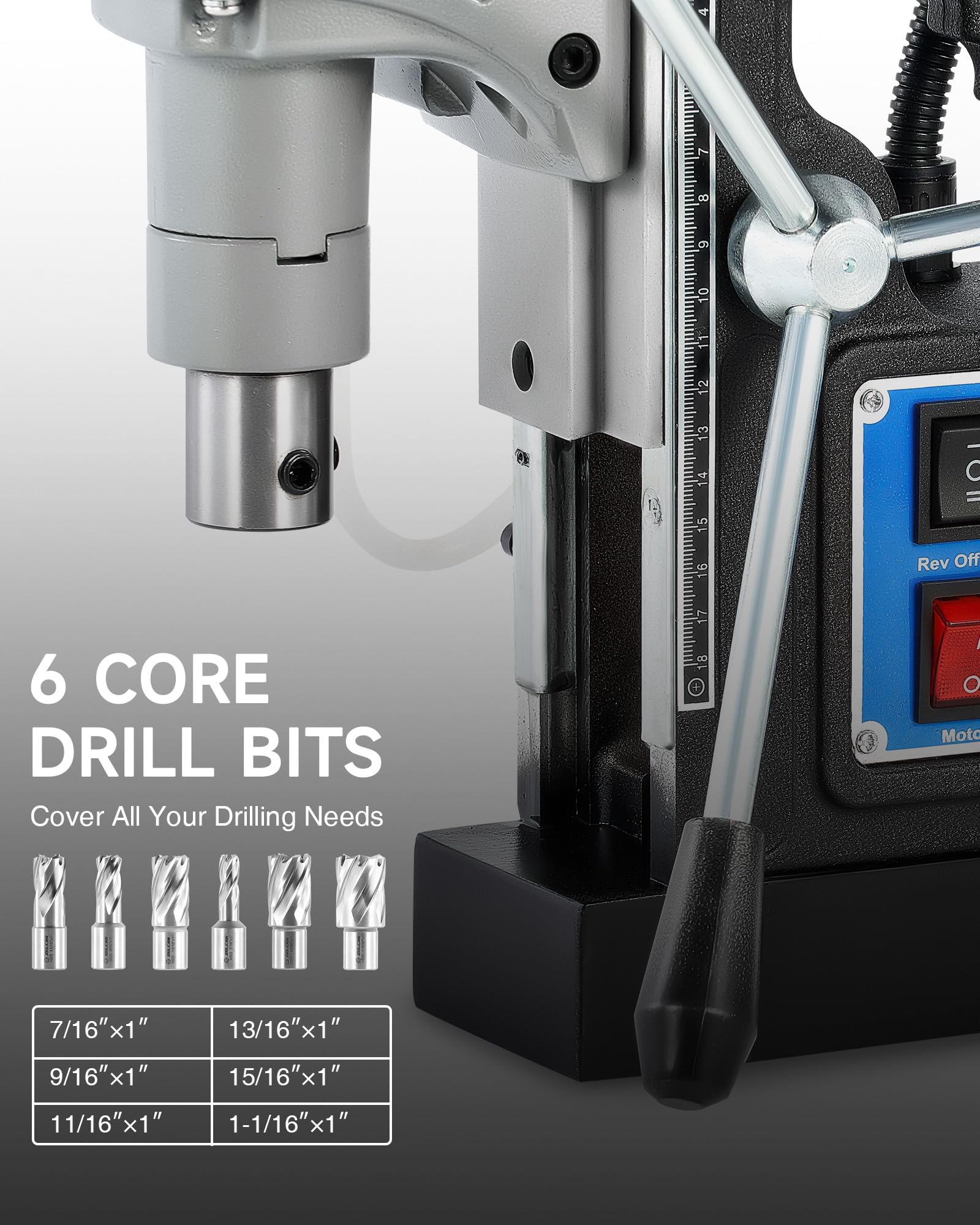 ZELCAN mag drill press showing stepless speed control for fine tuning.
