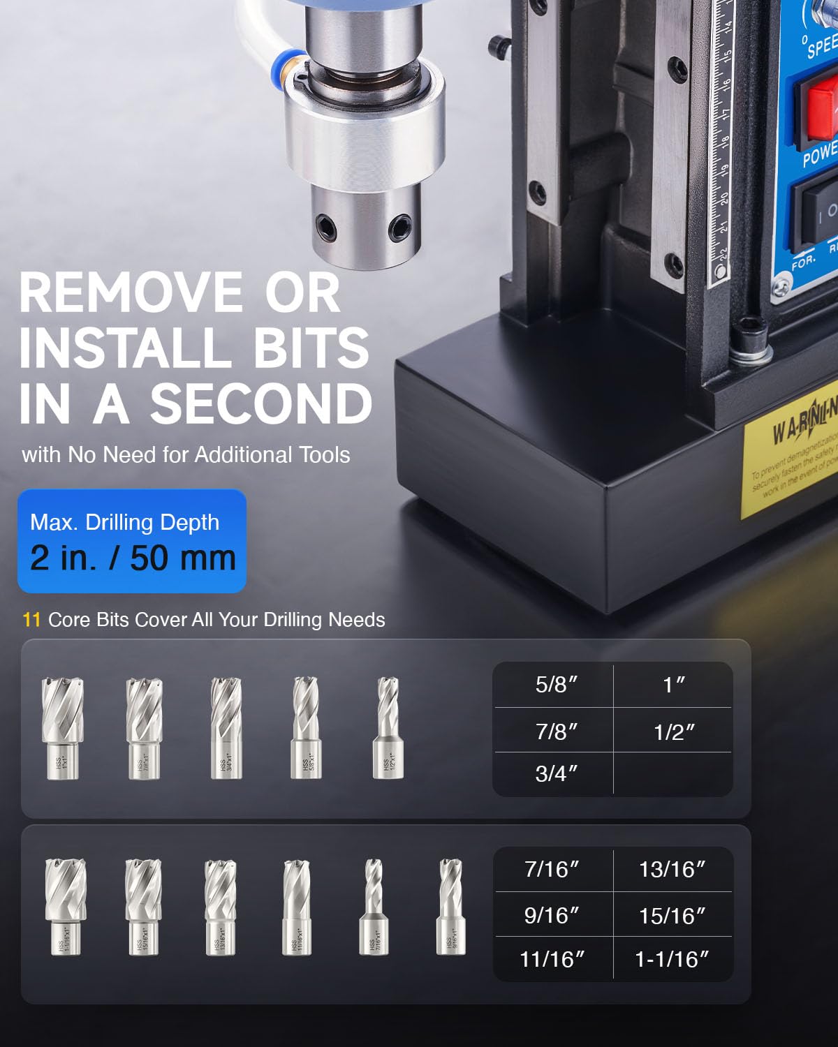 ZELCAN magnetic-drill-press stepless-speed-control enables smooth adjustments.