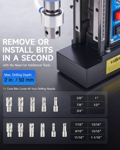 ZELCAN magnetic-drill-press stepless-speed-control enables smooth adjustments.