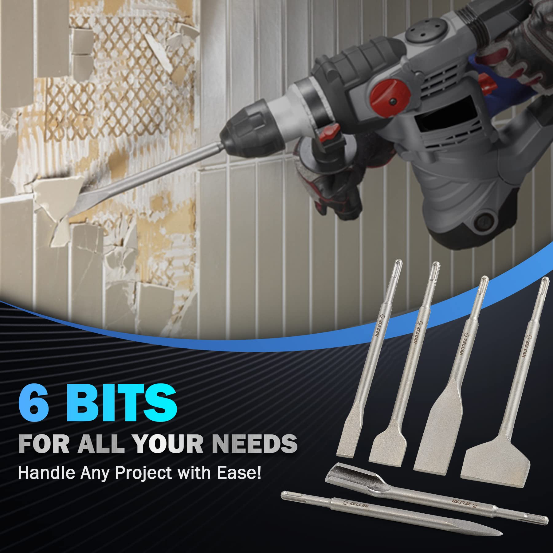 ZELCAN tile chisel demonstrating clean ceramic cuts