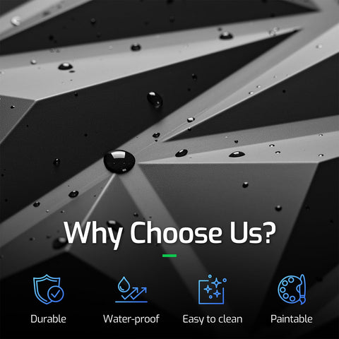 ZELMINE 3D panels diamond texture close-up shows durable PVC and easy cleaning.