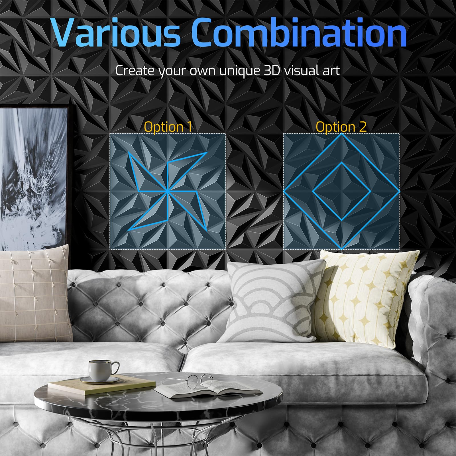 ZELMINE gaming room setup panels pair with RGB lighting for dynamic ambiance.