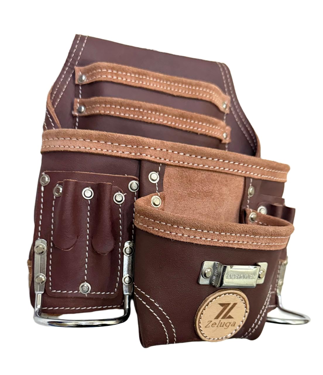 Zeluga professional tool bag with large pockets viewed from the front