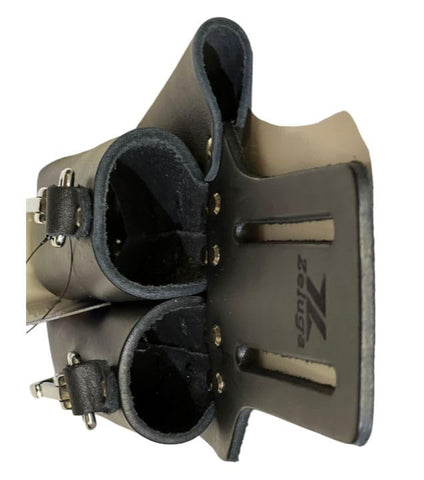 Zeluga saddle leather holder belt attachment slot enables secure on-belt carry.