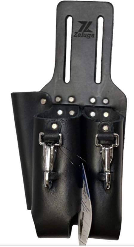 Zeluga saddle leather tool holder front view shows rugged durability and organized pockets.