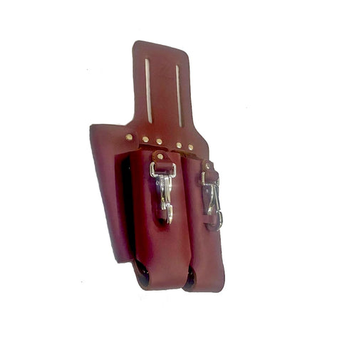 Zeluga saddle leather tool holder with quick-release snaps for secure, fast tool access.
