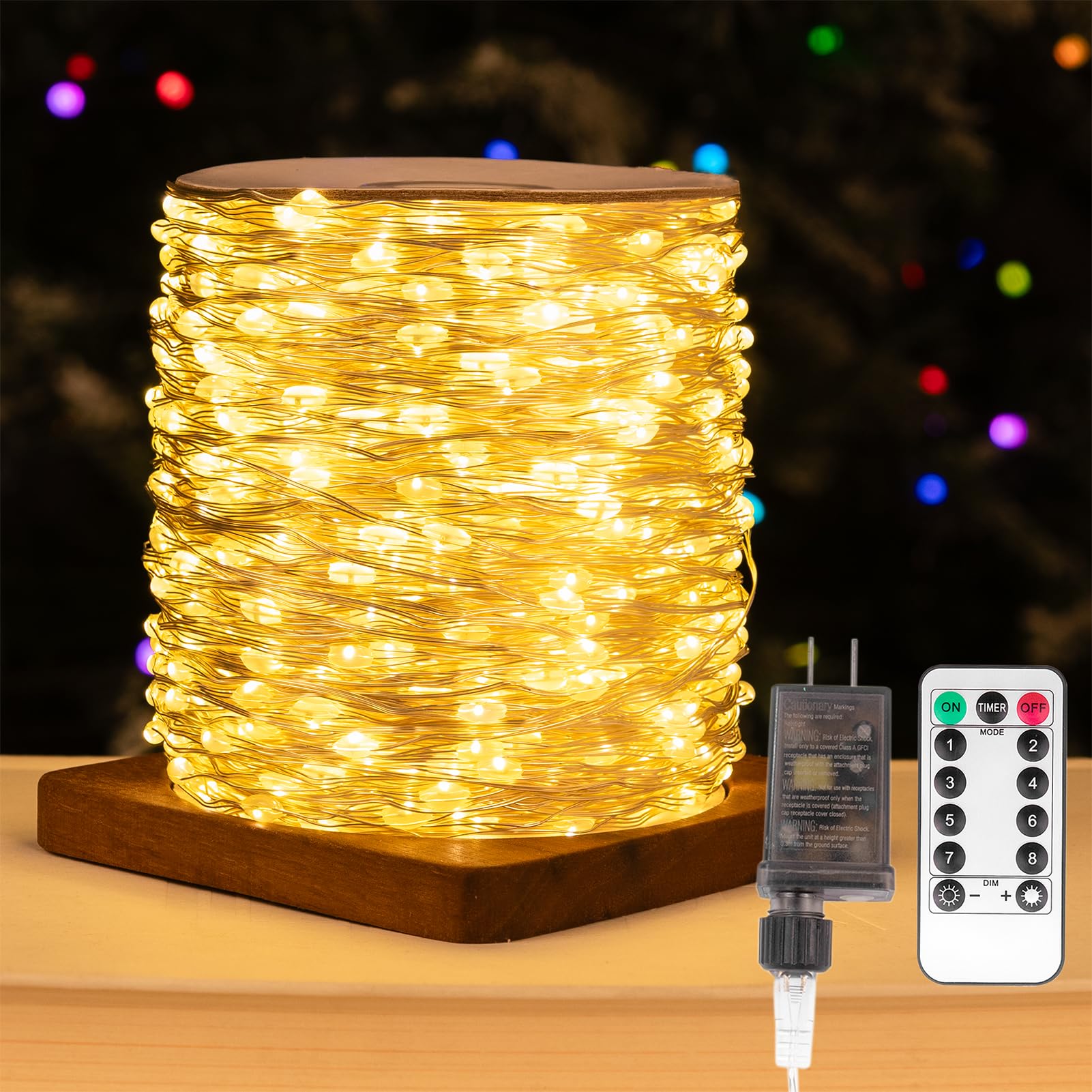 ZELUXDOT fairy lights 100ft for outdoor tree wrapping and ambient décor.