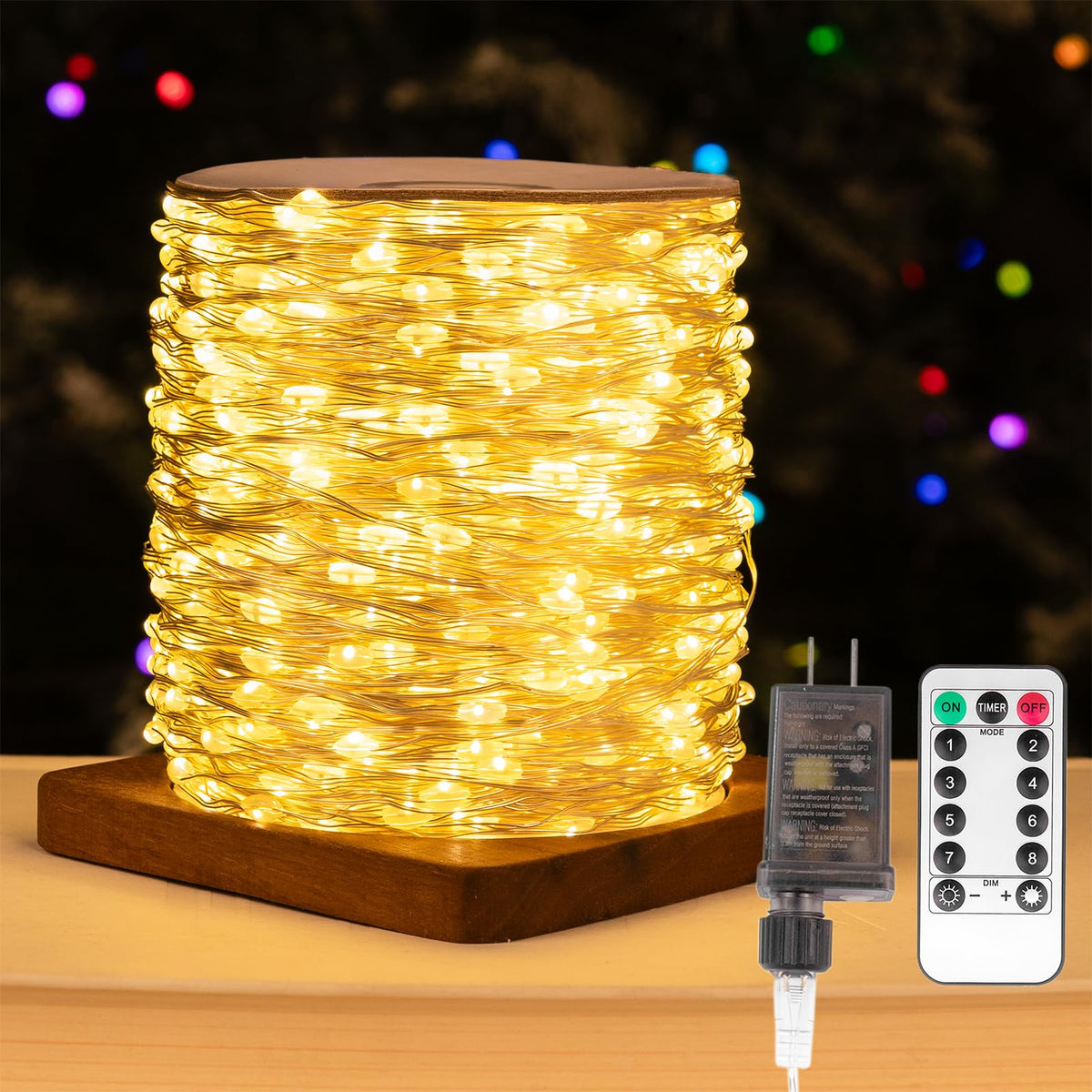 ZELUXDOT fairy lights 100ft for outdoor tree wrapping and ambient décor.