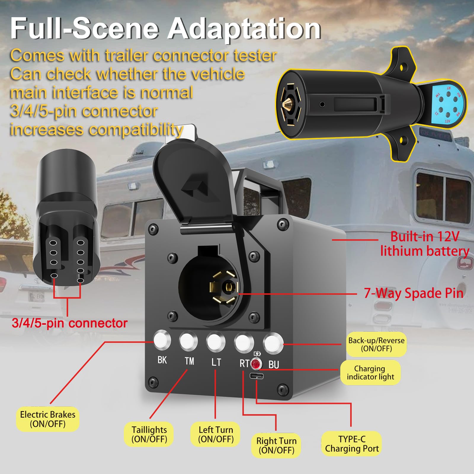 Zelvoro 12V 10Ah battery powers long outdoor trailer light tests.