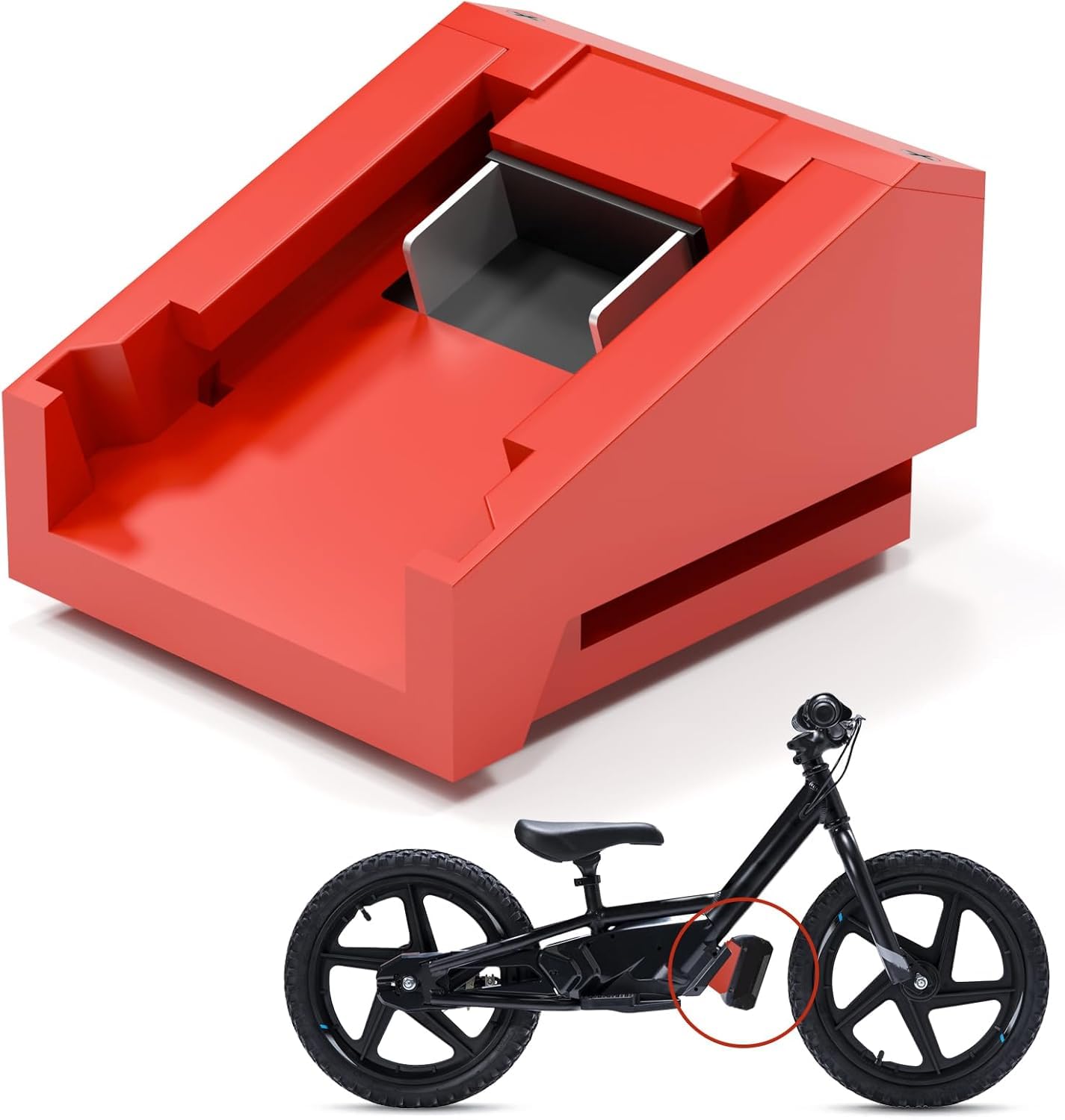 Zelvoro Milwaukee 18V battery adapter for Stacyc bikes enables versatile power options.