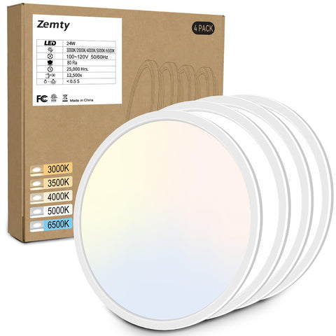 zemty 4Pack 12 inch LED ceiling light flush mount for bright, energy-efficient ceiling illumination