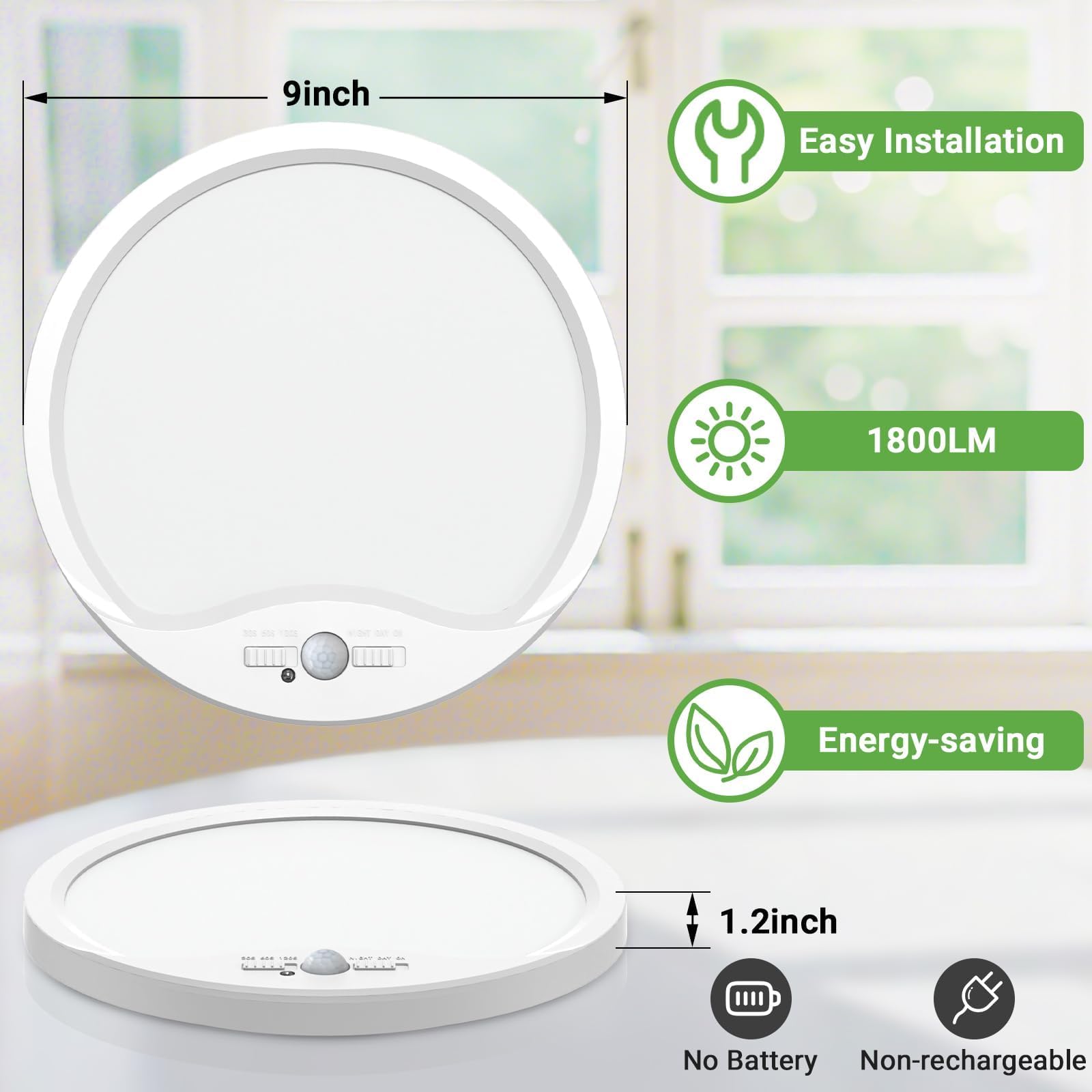 zemty 4Pack 9inch motion sensor ceiling light 4000K natural white for clear task lighting.
