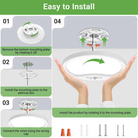 zemty 4Pack 9inch motion sensor ceiling light 6500K cool white for bright visibility.
