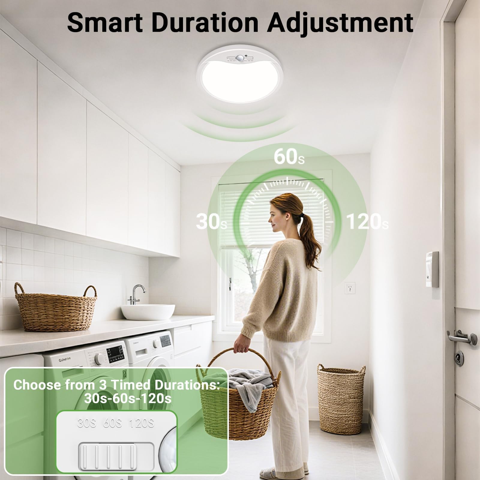 zemty 4Pack 9inch motion sensor ceiling light in night mode activating in darkness for stairs.