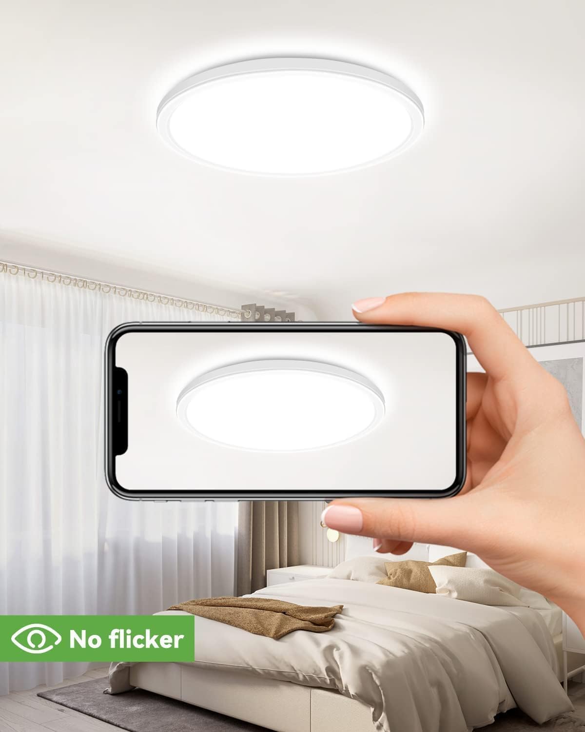 Zemty 6-pack LED flush-mount ceiling light 12in cool 6500K for task-focused spaces