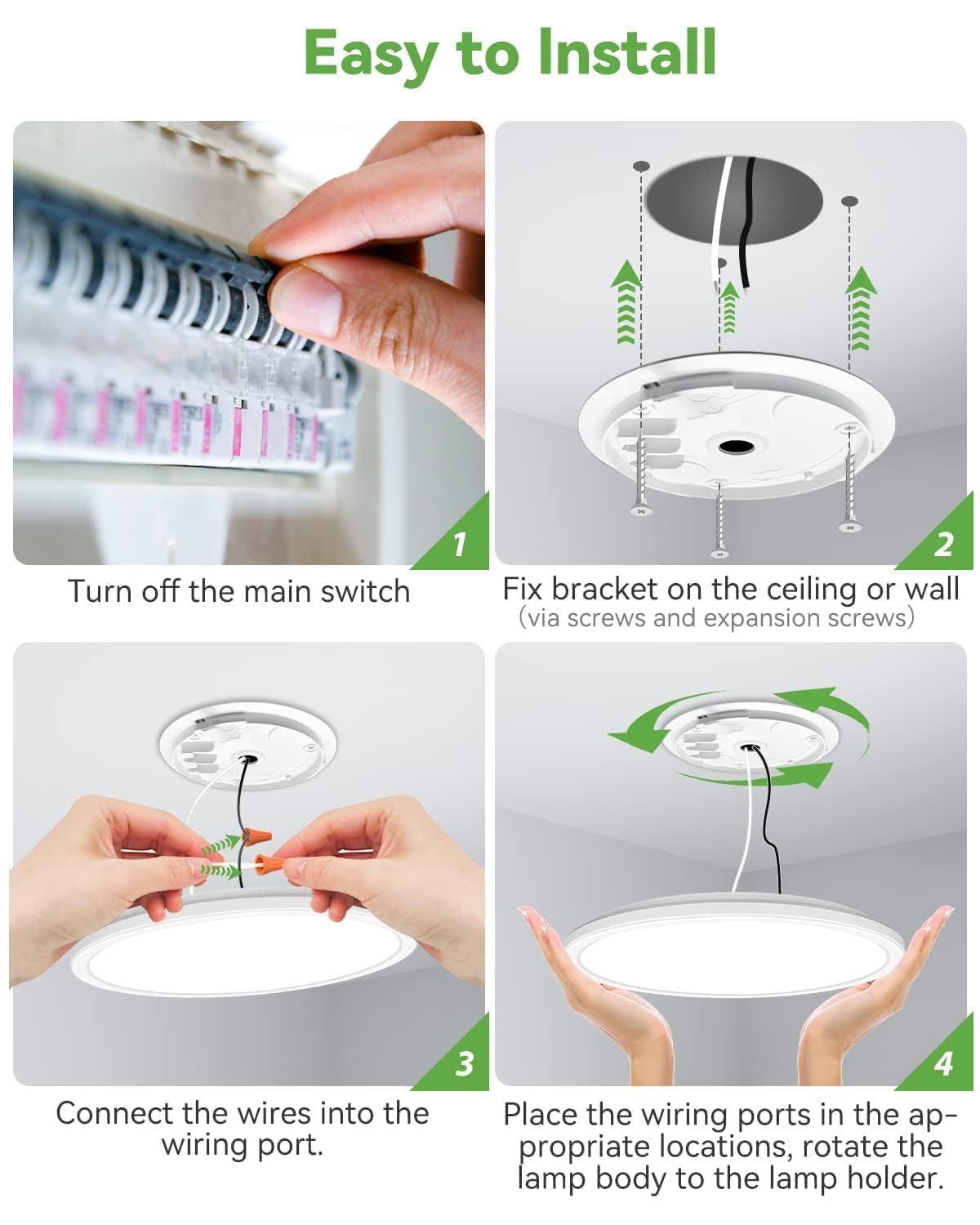 Zemty 6-pack LED flush-mount ceiling light 12in neutral 4000K for versatile living areas