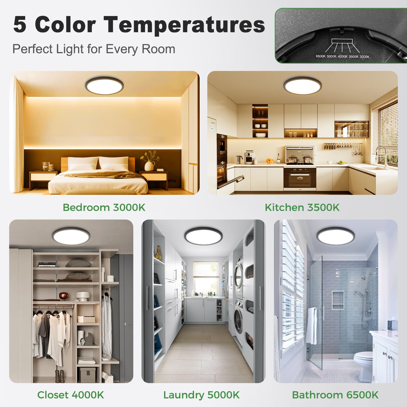 Zemty 12-inch dimmable ceiling light delivering energy-efficient 24W performance
