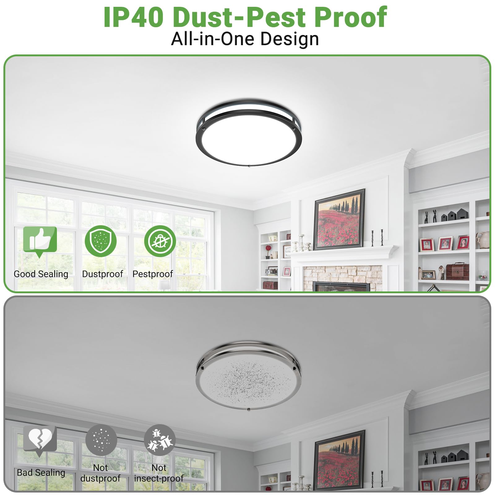 Zemty energy-efficient 15W LED fixture replacing old bulbs
