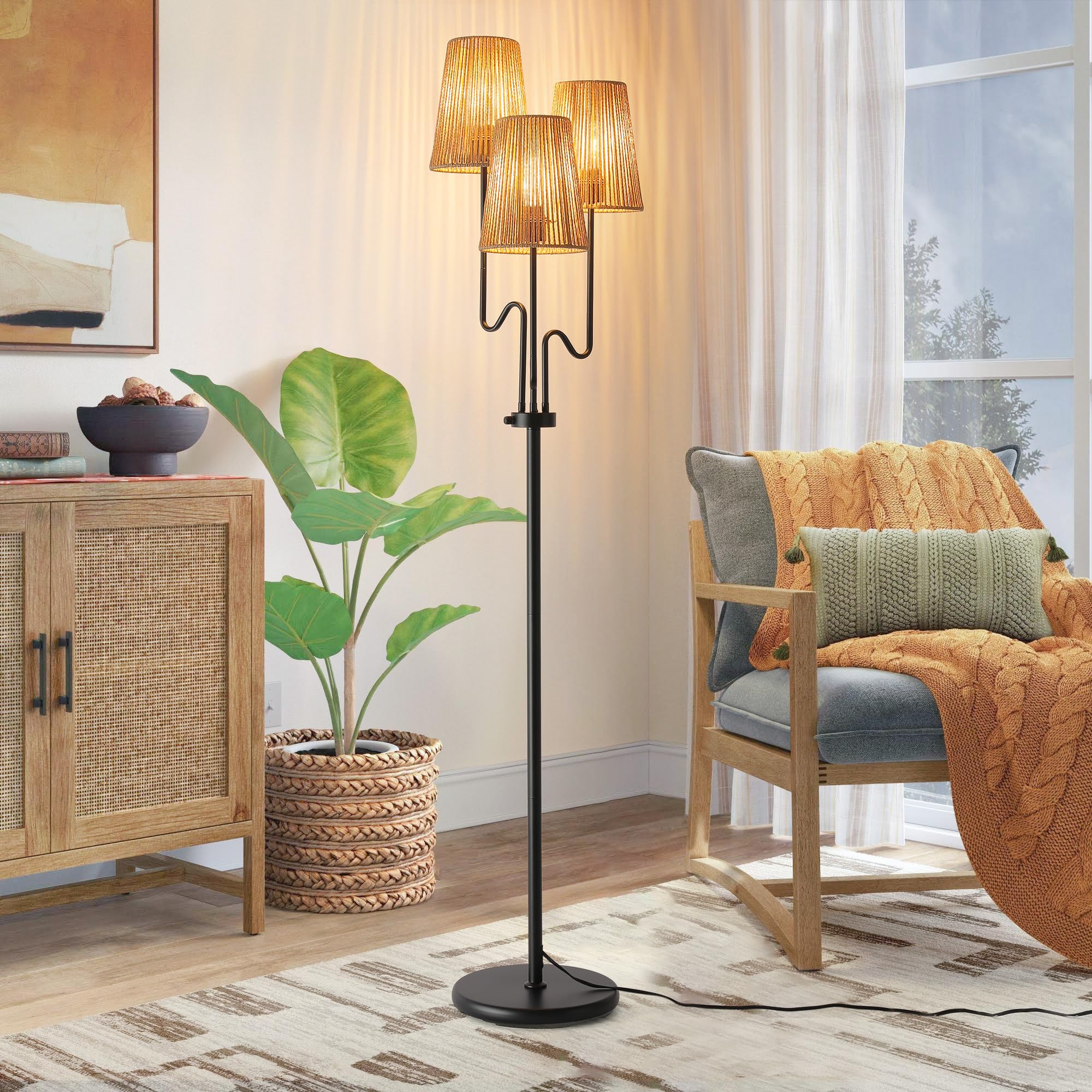ZenGlimmer woven shade diffuses soft light for cozy evenings.