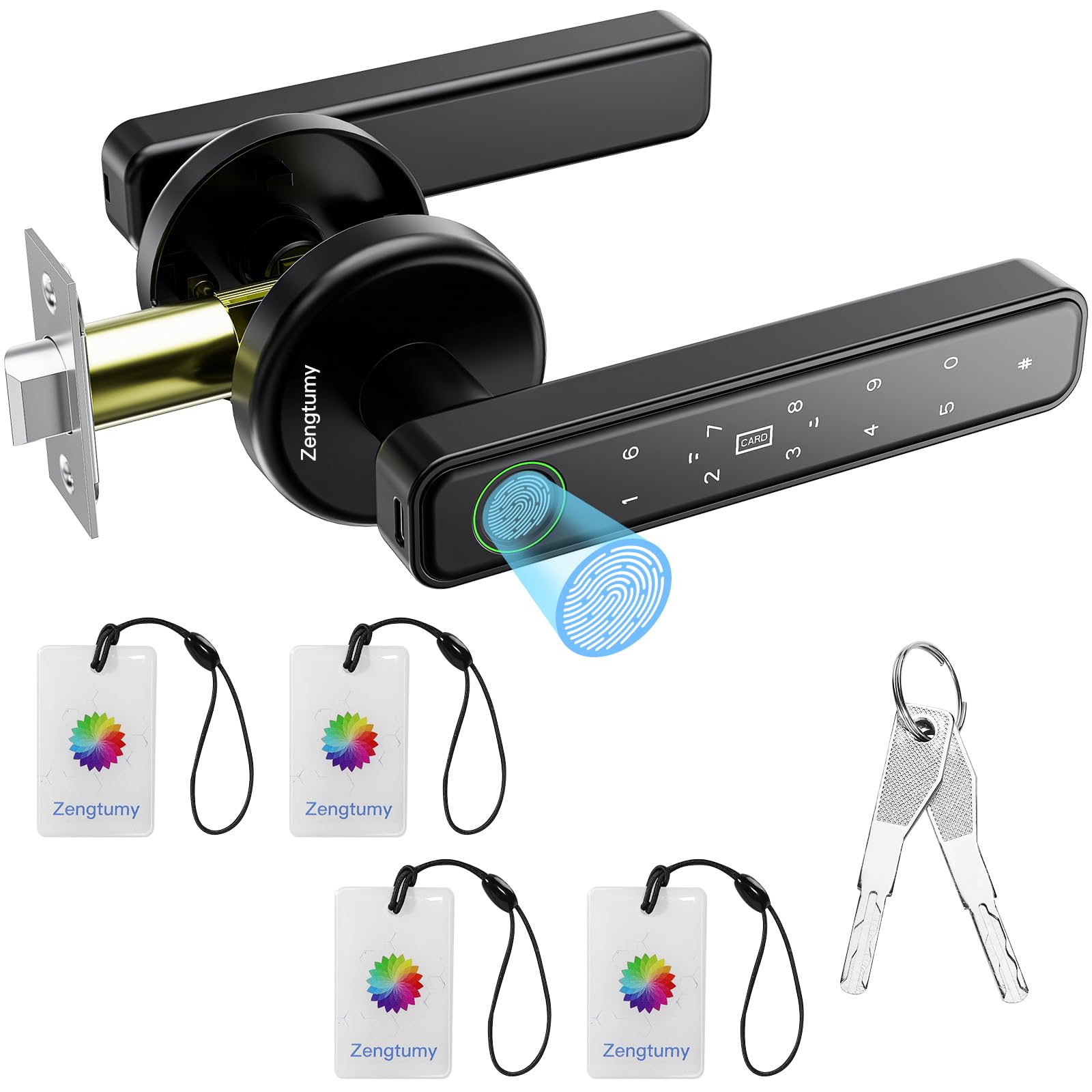 Zengtumy fingerprint door lock front view for fast, secure home access.