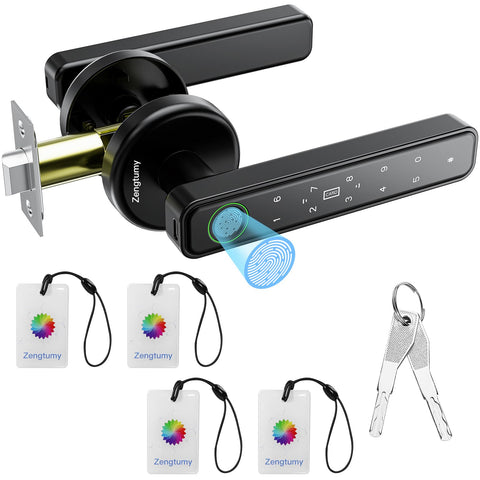 Zengtumy fingerprint door lock front view for fast, secure home access.