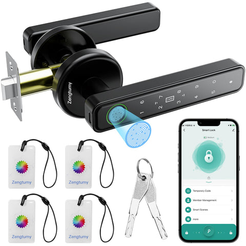 Zengtumy fingerprint lock front view for secure home entry and modern style.