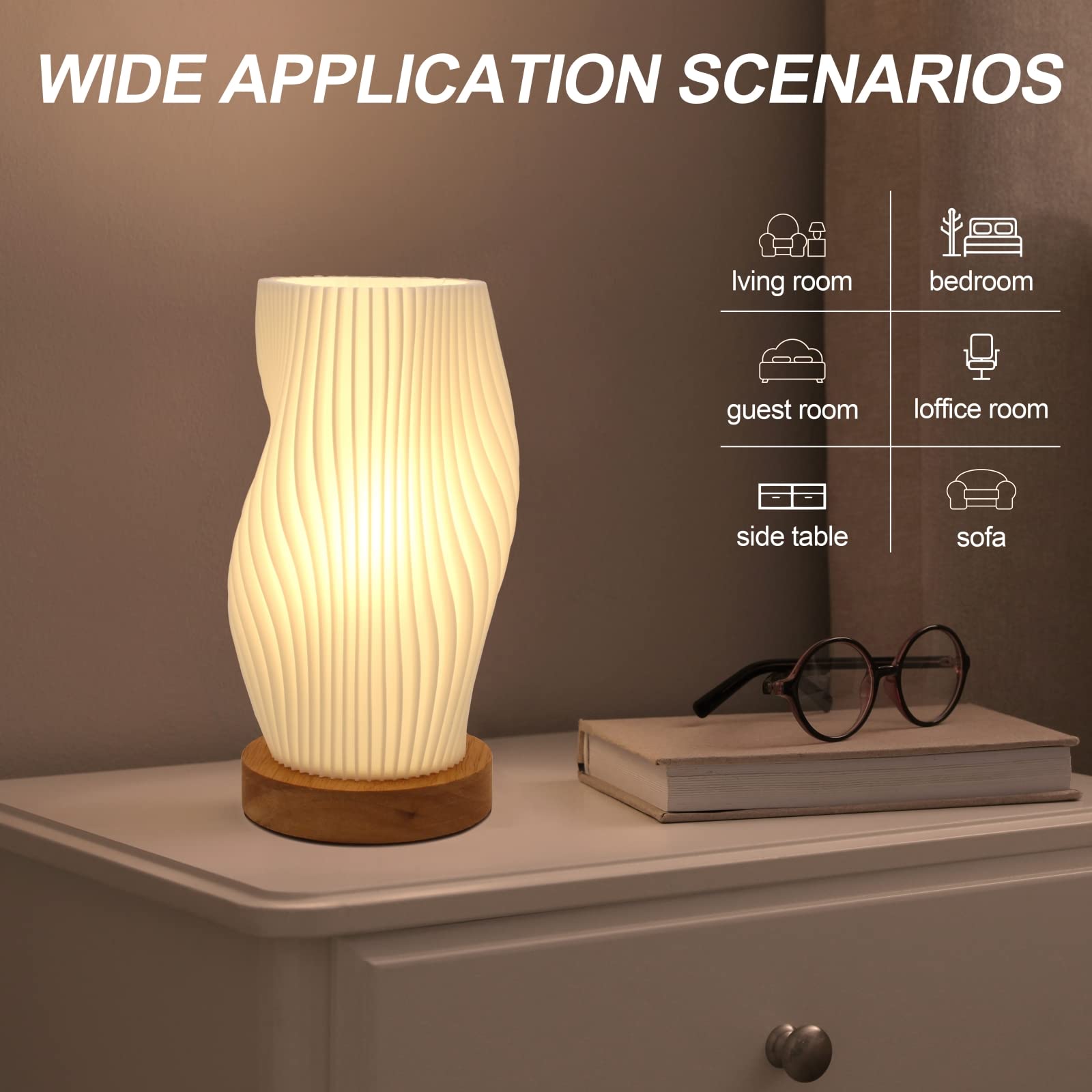 Zenply eye-caring bedside lamp delivers soft, non-flicker light for reading.