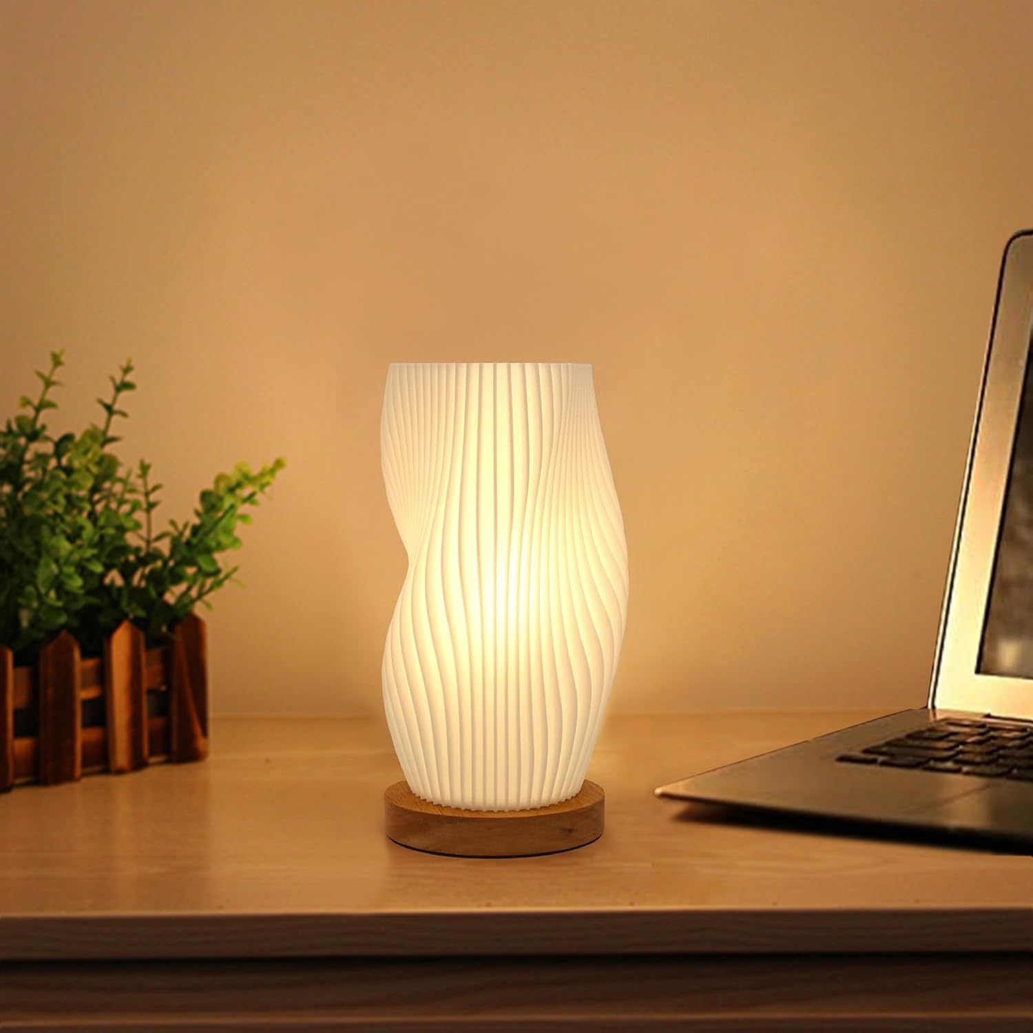 Zenply novelty small table lamp with spiral wave shade adds a striking bedroom accent