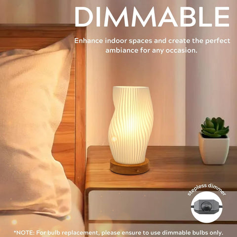 Zenply spiral wave design lampshade adds ethereal light to bedroom decor.