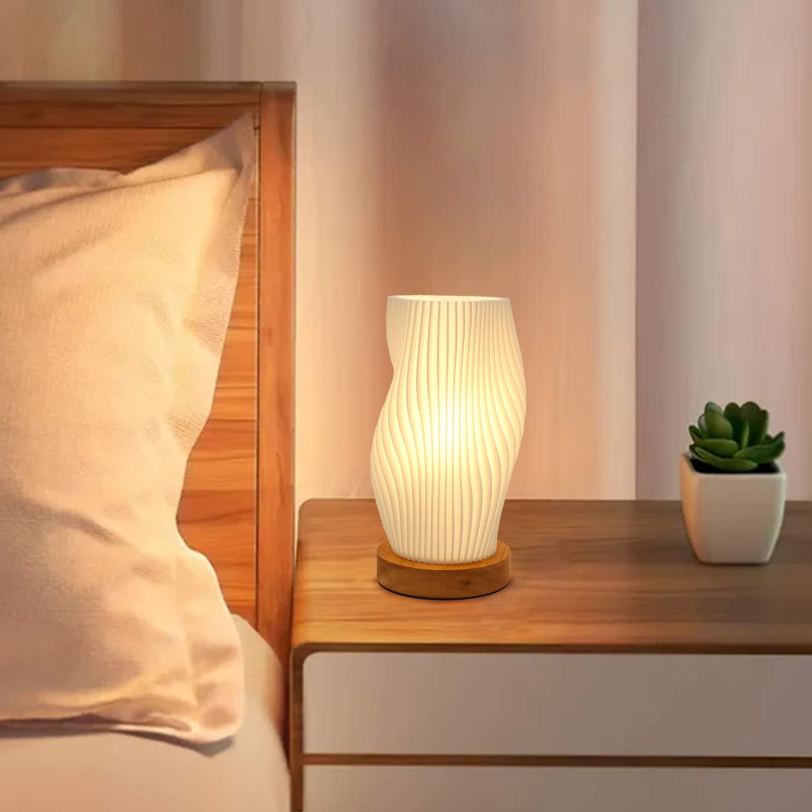 Zenply vintage striped night light enhances living room ambiance with warm light