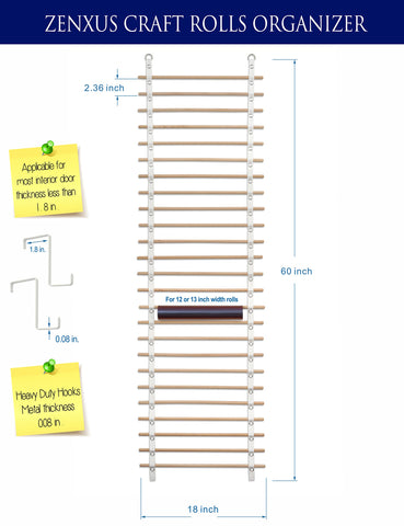 ZENXUS vinyl roll holder cotton strap 60in enables secure hanging and versatile storage.