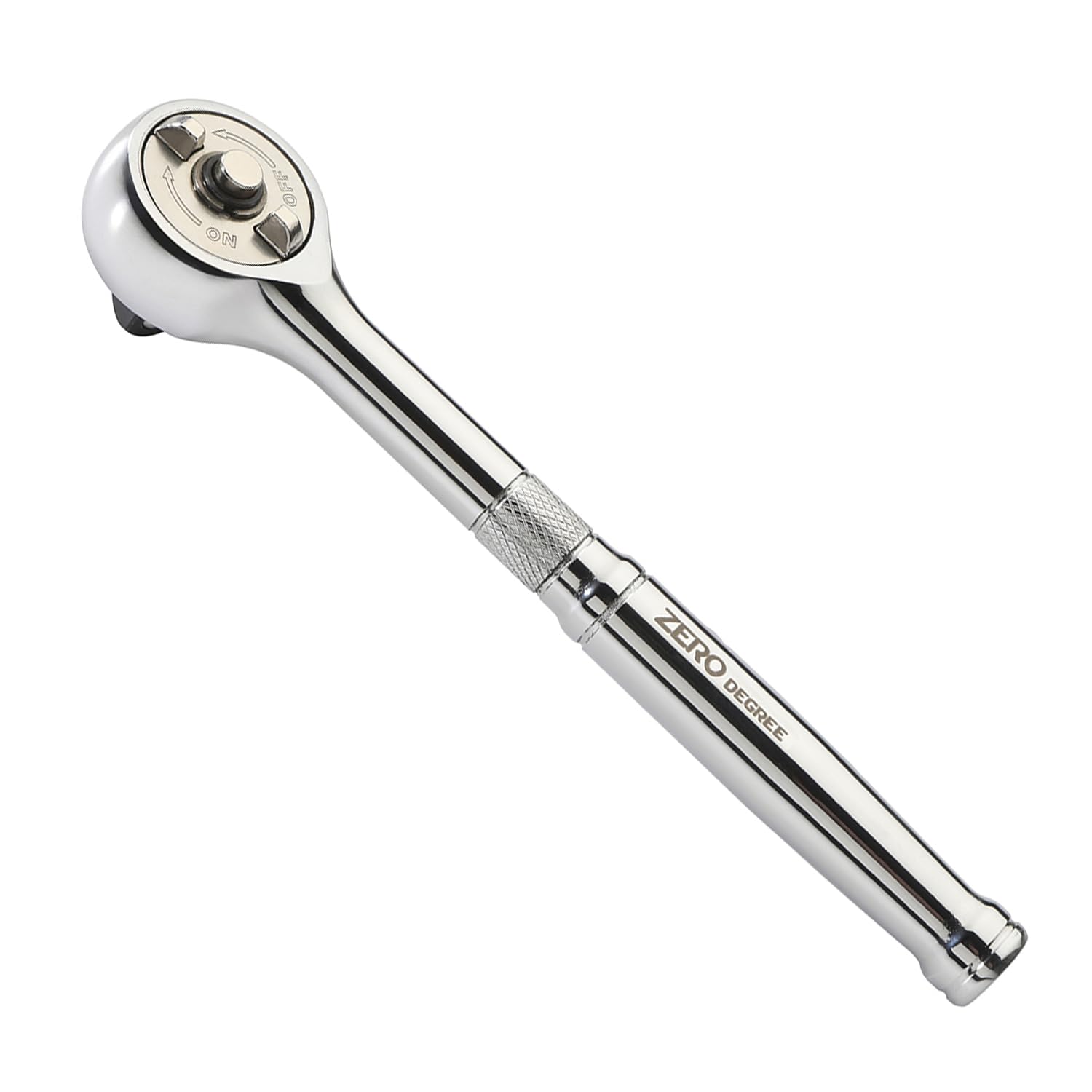 Zero Degree 38152 gearless ratchet with nickel plating for tight-space fastening and durability.