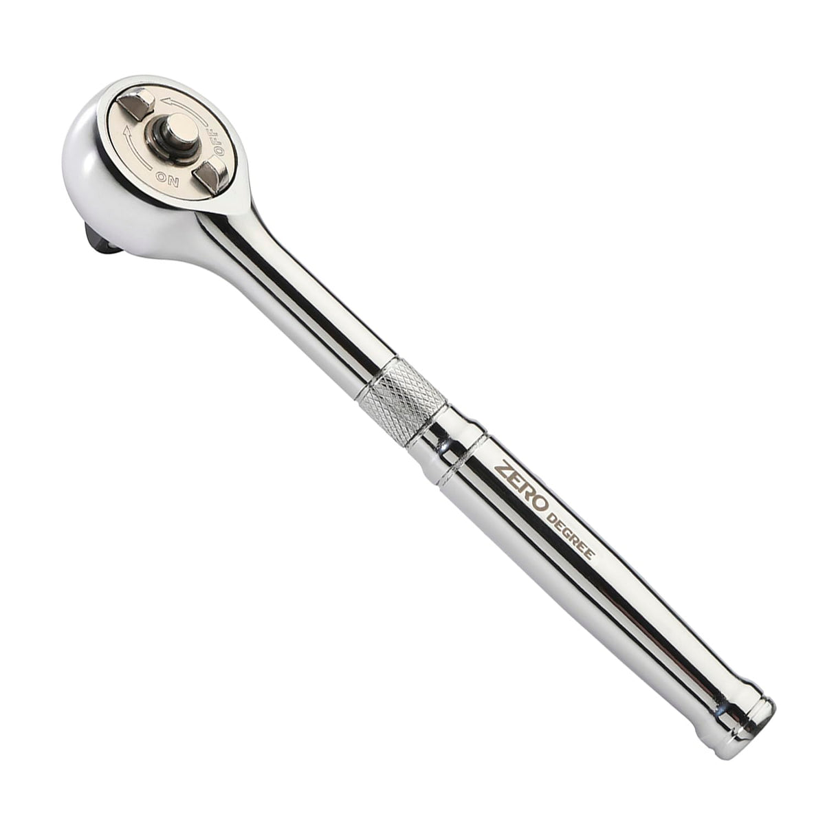 Zero Degree 38152 gearless ratchet with nickel plating for tight-space fastening and durability.